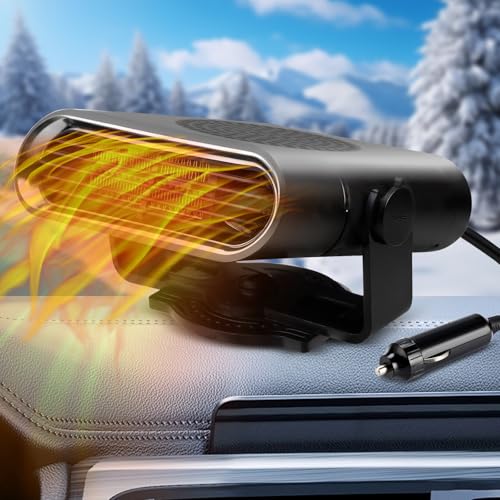 Pipihome Auto Heizung, 12V 150W Standheizung Auto, Heizlüfter Auto Defroster 2 in 1, 360° Drehbar Tragbarer Frontscheibenheizung für Zigarettenanzünder Scheibenheizung KFZ Wohnmobil