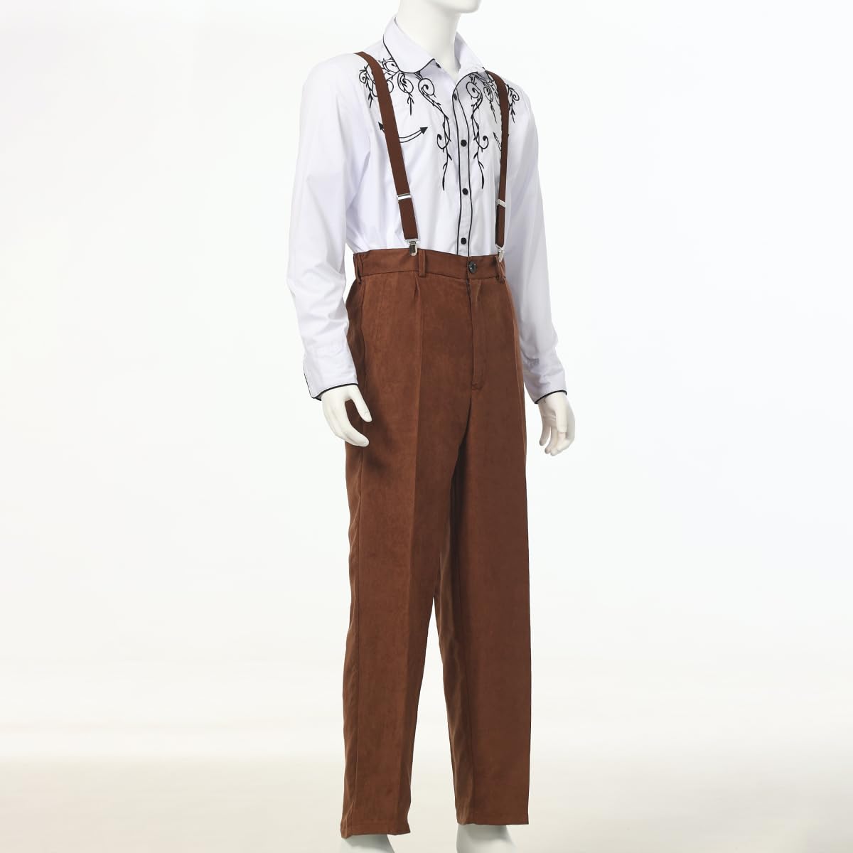 COSDREAMER Pioneer Colonial Pants - Pantaloni medievali, per Halloween, Cosplay, con Bretelle