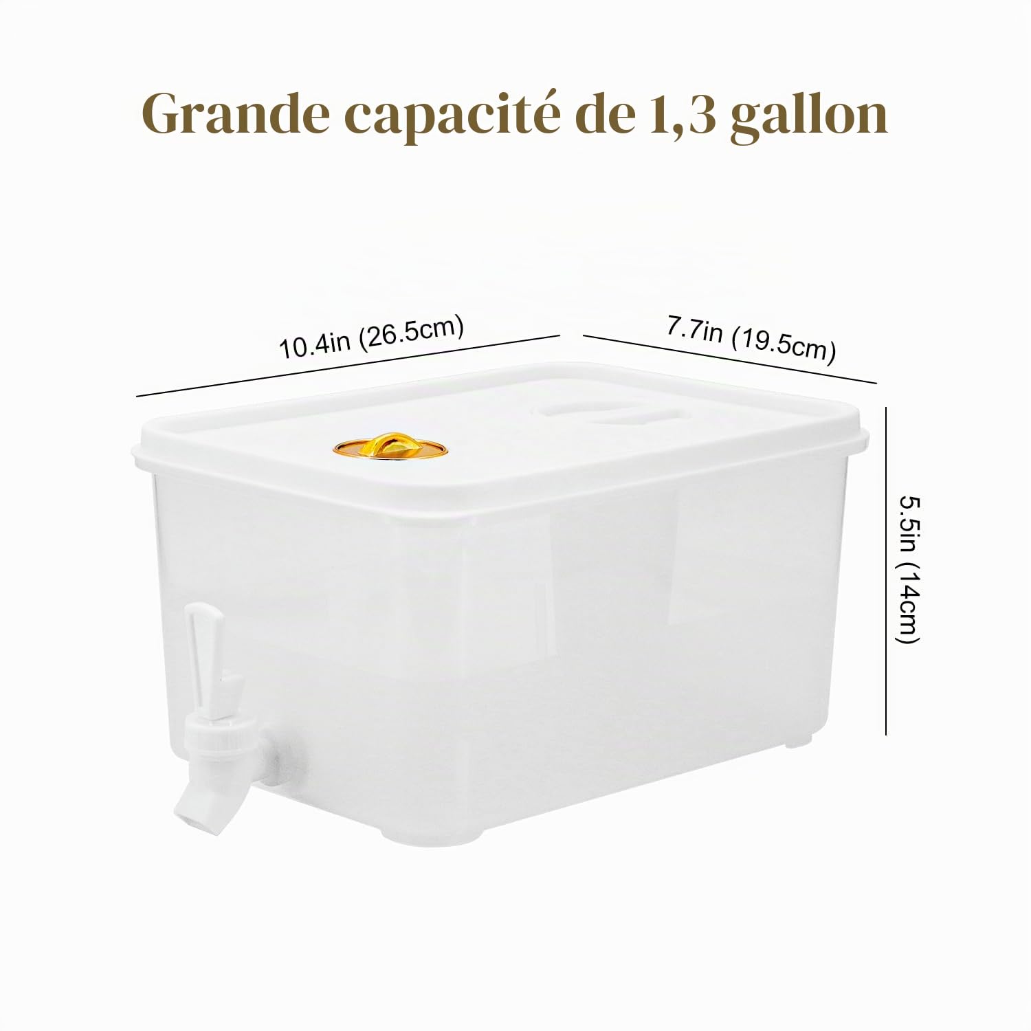 Distributeur de boissons de 5 L avec robinet, distributeur d'eau et de jus de fruits pour réfrigérateur avec filtre et date de stockage, distributeurs de boissons glacées pour lait, thé glacé