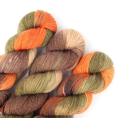Image of Katech Wool Yarn for Crocheting & Knitting, Hand Dyed Yarns-Brown Orange