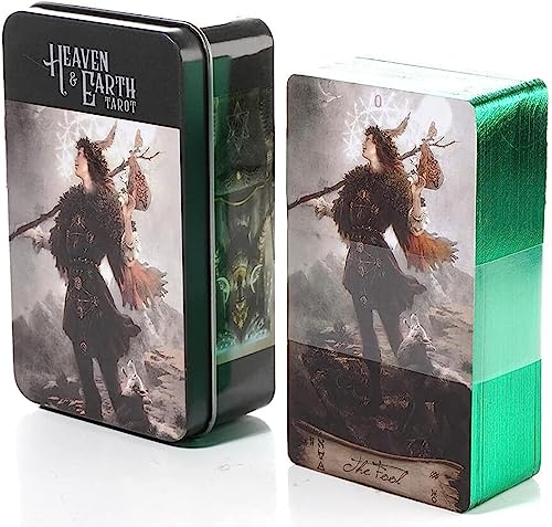 Image of DUNGRANI ENTERPRISE Heaven & Earth Tarot Card Game In A Tin, A 78-Card Deck Gilded Black (Limited Edition), 400 Gsm Black Core Cardstock