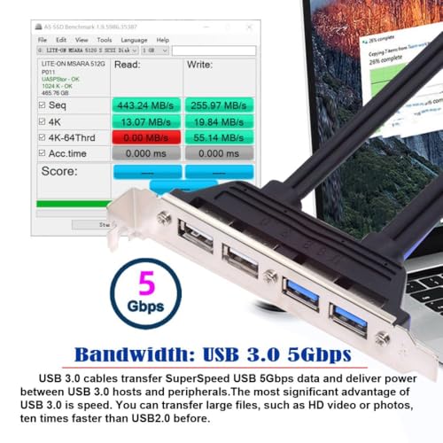 Image of ChenYang USB Front Panel Header 9 /10Pin & 19 /20Pin to 2 USB 2.0 & 2 USB 3.0 Female Chassis Back Panel Port Extension Cable 0.5M with 12cm PCI-E Slot Bracket