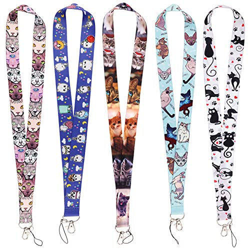 5 correas de cordón para el cuello para el soporte de la insignia, llavero, tarjeta de identificación, encantador cordón para gatos y perros para mujeres y niñas