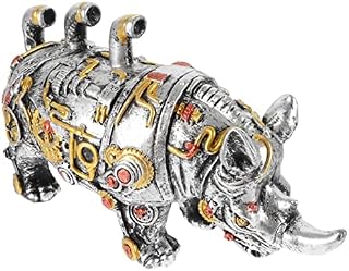 Steampunk Rhino Punk Animal Statue: Punk Rhino Figurine Mechanical Rhinoceros Craft Wild Life Animal Figure Ornaments for Home Office Decor