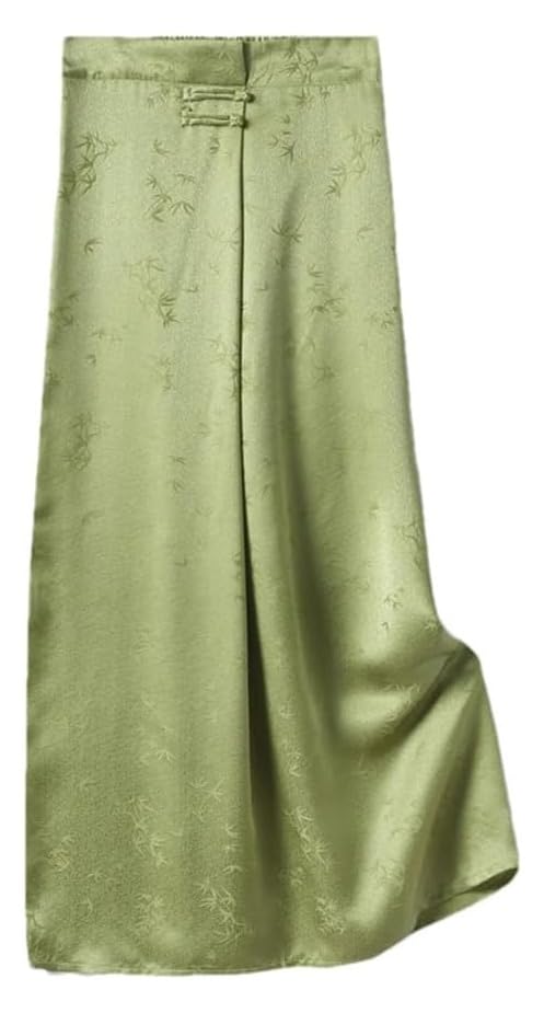 Women's Silk Midi Skirt with Twisted Compass Buckle and Zipper Detailing Solid and Floral Print