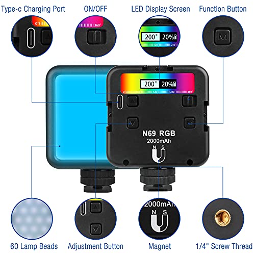 LED Videolicht, MOPOIN Videoleuchte Licht RGB Kamera Licht Dauerlicht Klein Dimmbare 2500K-9000K, LED Fotolicht mit Akku… – Bild 3
