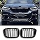 Hengjiayao G01 Nieren Schwarz Kühlergrill für BMW X3 G01 2018-2021 X4 G02 2019-2021 Grill Schwarzer Sport Glanz Doppelsteg Nieren (For G01 G02 2018-2021)