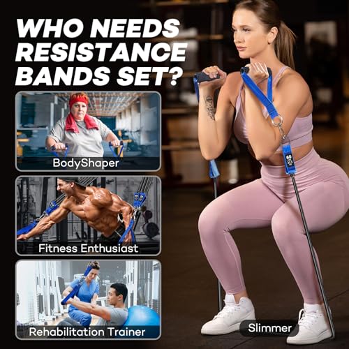 Image of Heavy Resistance Bands for Working Out, NITEEN Resistance Bands with Handles Weight Exercise Bands for Men Women, Workout Bands with Door Anchor and Ankle Straps Strength Training Equipment