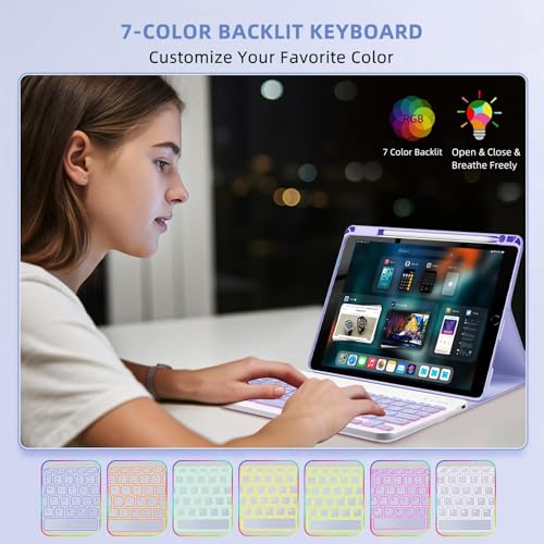Funda con teclado iPad 9.7 Pro compatible con mouse inalámbrico retroiluminado 5