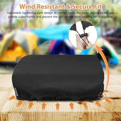 Image of Griddle Cover for Blackstone 22 inch Tabletop Griddle with Hood,Custom Fit Waterproof UV Resistant Windproof Portable Grill Cover for Blackstone Adventure Ready and More Mini Camping Tabletop Griddle