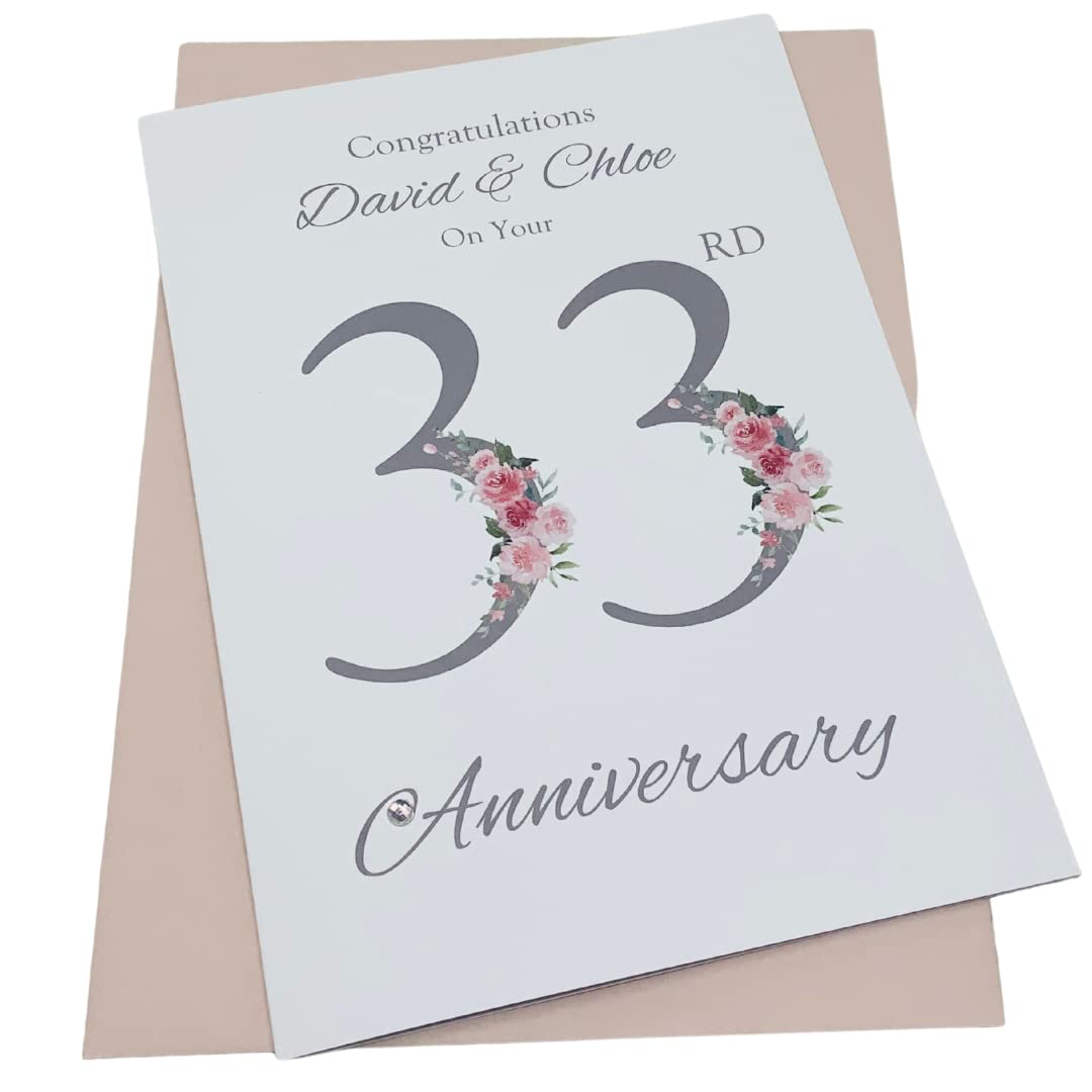 33rd Wedding Anniversary Card Personalised Amethyst 33 Years - FN 33