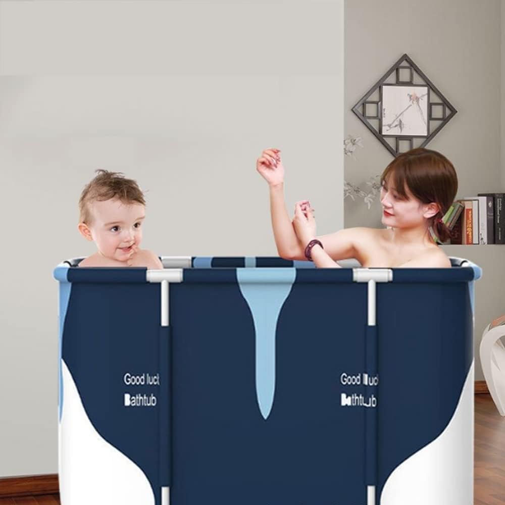 PIPULSE Portable Folding Soaking Bathtub – Collapsible Freestanding Spa for Adults, Separate Family Bathroom, Thickened Design to Retain Heat with Hot Foam for Comfortable Bathing(MILK)