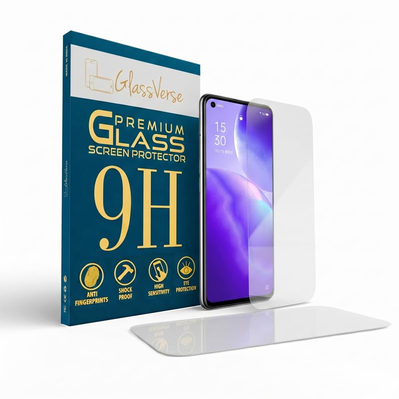 Image of GlassVerse 9H Tempered Glass For Oppo Reno 5 (Pack Of 2) with Free Installation Kit Full screen Coverage Free Replacement If Received Damaged - 6.43 inch
