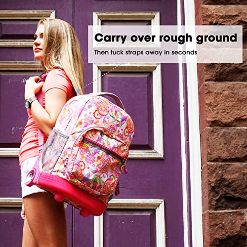 Image of J World Sunrise Kids Rolling Backpack with Wheels for Girls Boys, Roller Bookbag for School, 18 x 13 x 9 Inches, Love Spangle