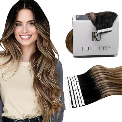 Extension adhesive cheveux naturel noir ombre marron blond 40cm rajout invisible 50g
