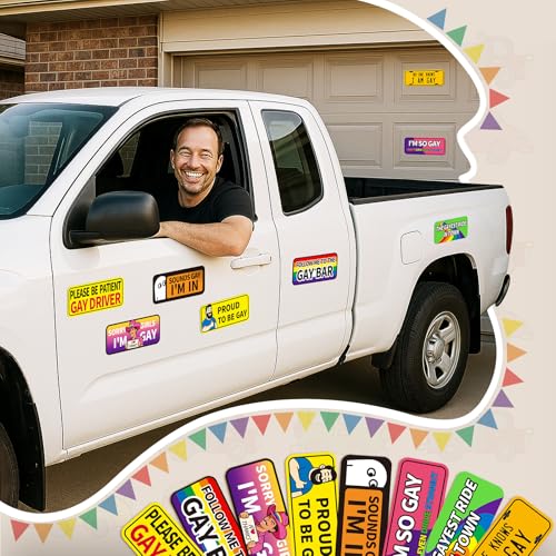 Image of Funny Bumper Stickers Gay Pride Magnets Car Prank Stickers Magnetic LGBTQ Car Stickers for Vehicles and Trucks or Fridge Magnet