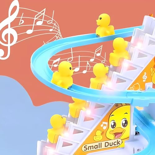 Image of Crackles Sliding Ducks - Ducks Chasing Race Slide Game Set - Small Ducks Stair Climbing Toys for Kids, Escalator Toy with Lights and Music - 3 Duck Included (Ducks Slide)