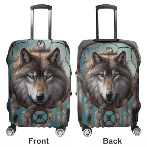 Travel Wheeled Suitcase Sleeve Dustproof Anti-scratch 3D Wolf Dream Catcher Luggage Case Protective Cover For 19-32 Inch Luggage3