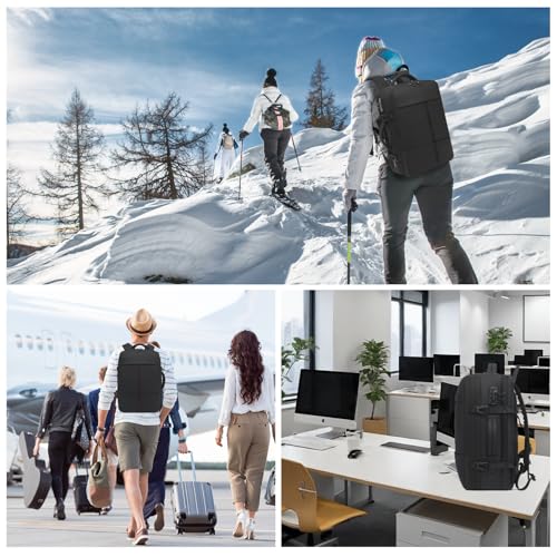 Vacuum Seal Travel Backpack W/Pump Built-in - 65L Water-Resistant Carry-On Vacuum Backpack Travel Bag Expandable Air Compression System with TSA Lock Fits19" Laptop (Black)4