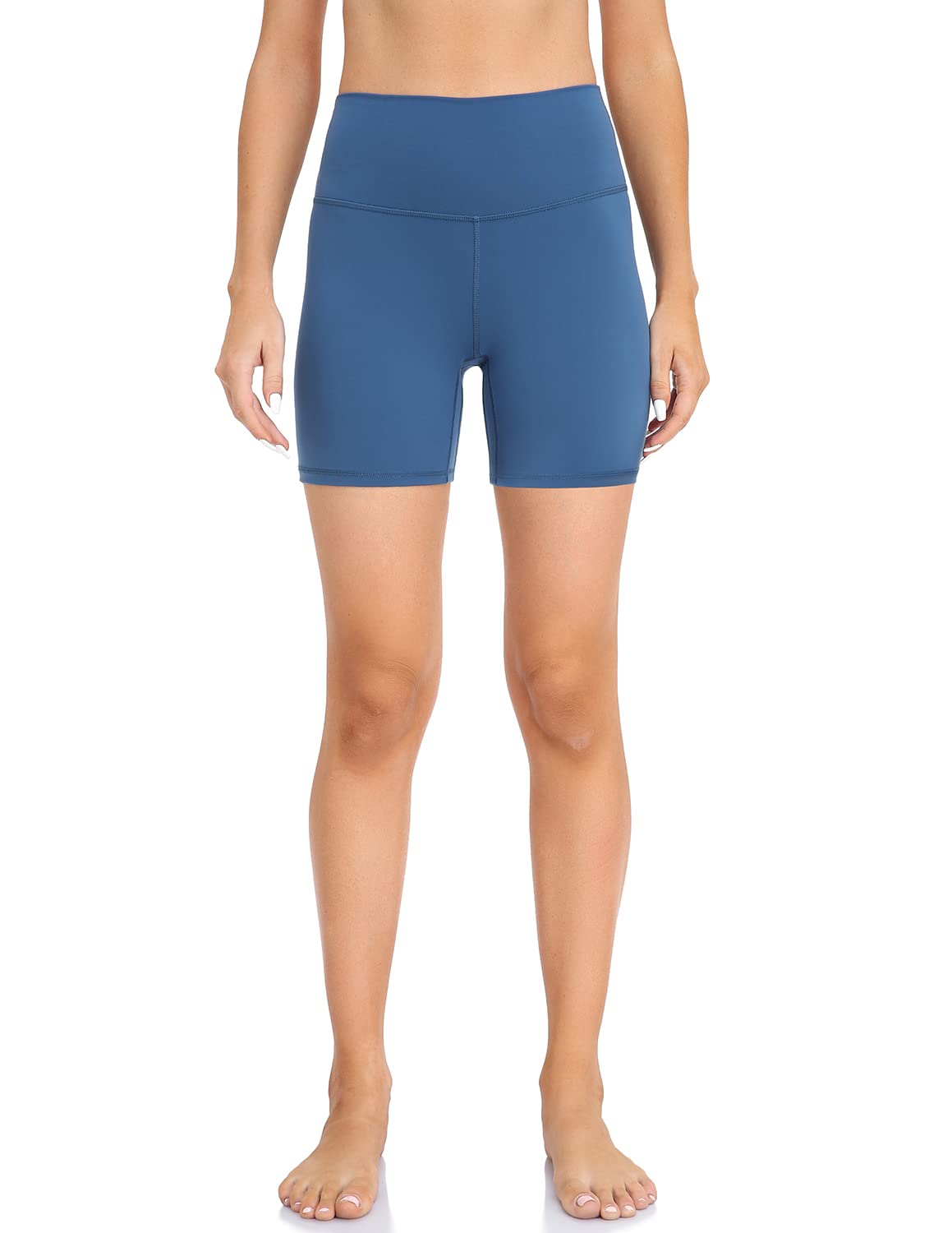 YUNOGA Women Biker Shorts 6" Inseam - High Waisted Tummy Control Workout Athletic Exercise Spandex Yoga Shorts