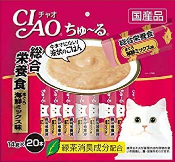 チャオ (CIAO) 猫用おやつ ちゅ~る 総合栄養食 まぐろ 海鮮ミックス味 14g 20本入り × 16個セット