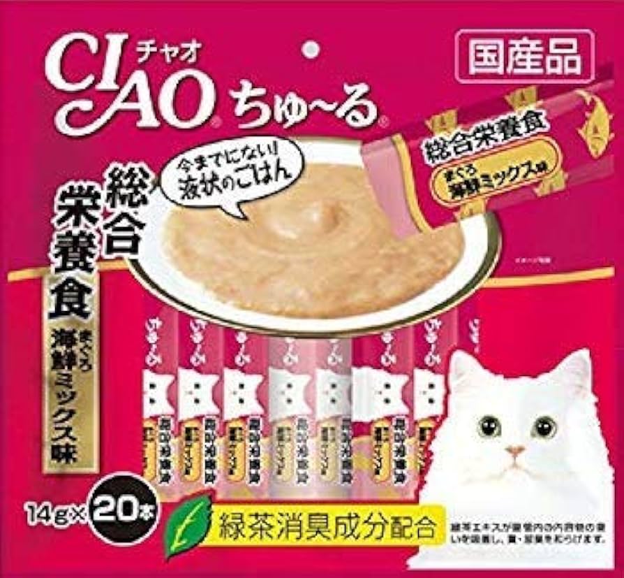 CIAO ちゅーぶ 総合栄養食 まぐろ海鮮ミックス 58本/まぐろ 19本 Amazon.co.jp: チャオ (CIAO) 猫用おやつ ちゅ~る グルメ 総合