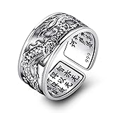 仏教般若心経サンスクリット蓮オープンリング女性男性ギフトヴィンテージ花指輪ファッションパーティージュエリーギフト