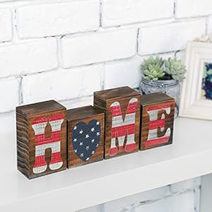 MyGift Patriotic Rustic Wooden Block Letters, Decorative Mantel and Tabletop American Flag Home Word Sign Perfect for Veterans Day MyGift Patriotic Rustic Wooden Block Letters Decorative Mantel and Tabletop American Flag Home Word Sign Perfect for Veterans Day