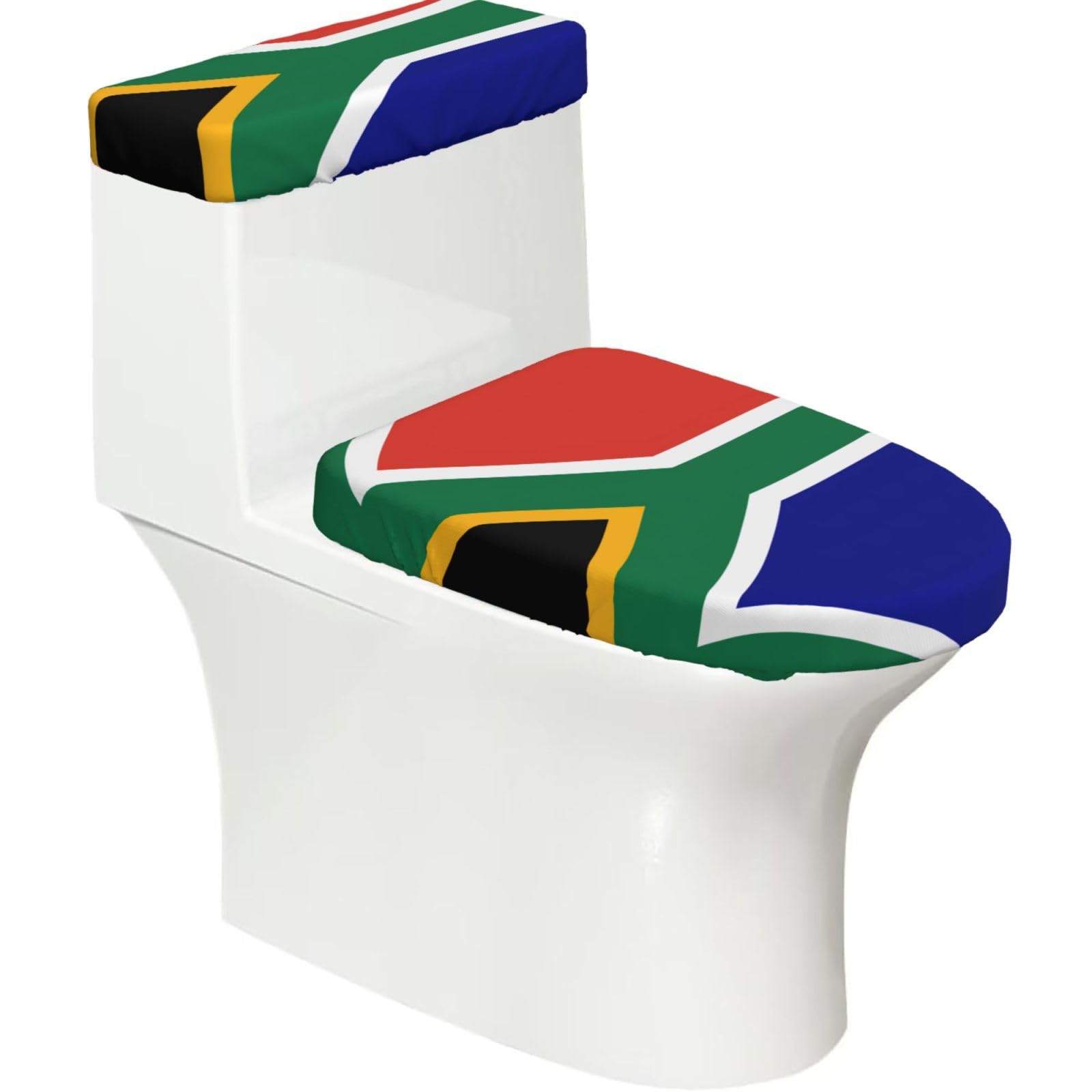 South African Flag Print Bathroom Decor Toilet Lid Cover And Tank Covers, Restroom Accessories Fits Most Round