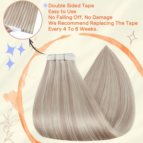 Image of Full Shine Long Weft Hair Extensions, Dirty Blonde Mix 20 Inch | 120g 4 PCS, Genius Human Hair Extensions Tape In, Full Ends, Silky Texture, Length Enhancement, Wedding Looks