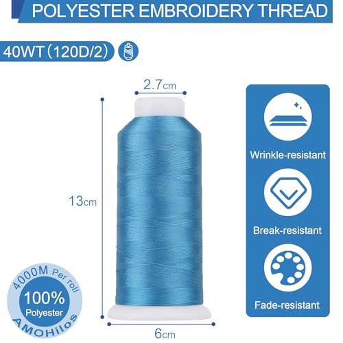 Image of High Tenacity Polyester Embroidery Machine Thread 40WT(120D /2) 4000M Per Spool for Commercial and Domestic Embroidery Machine (Work Shirt-1828)