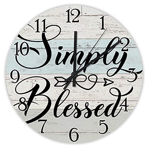 Godblessign QOSEFLBN3YVR Simply Blessed Clock Bible Verse Wall Clock Religious Quote Art Wooden Clock Christian Inspirational Saying Personalized Rustic Wood Clock Christian Thanksgiving cover