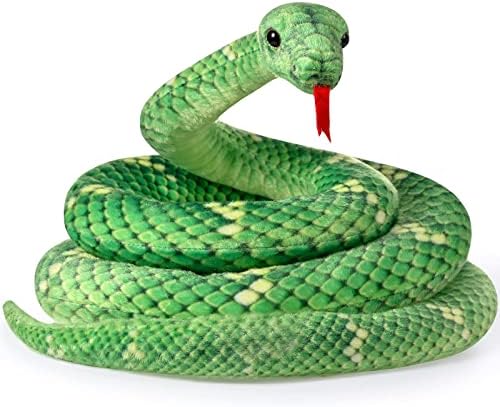 HyDren Giant Boa Constrictor Large Stuffed Animal Snake Plush Realistic Toy 80 Inch Lifelike Gifts for Kids Birthday Party Prank Props(Green)