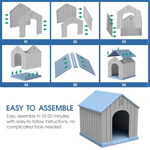 image for Fancyango Large Dog House Outdoor Indoor for Medium Large Dogs, Durabl