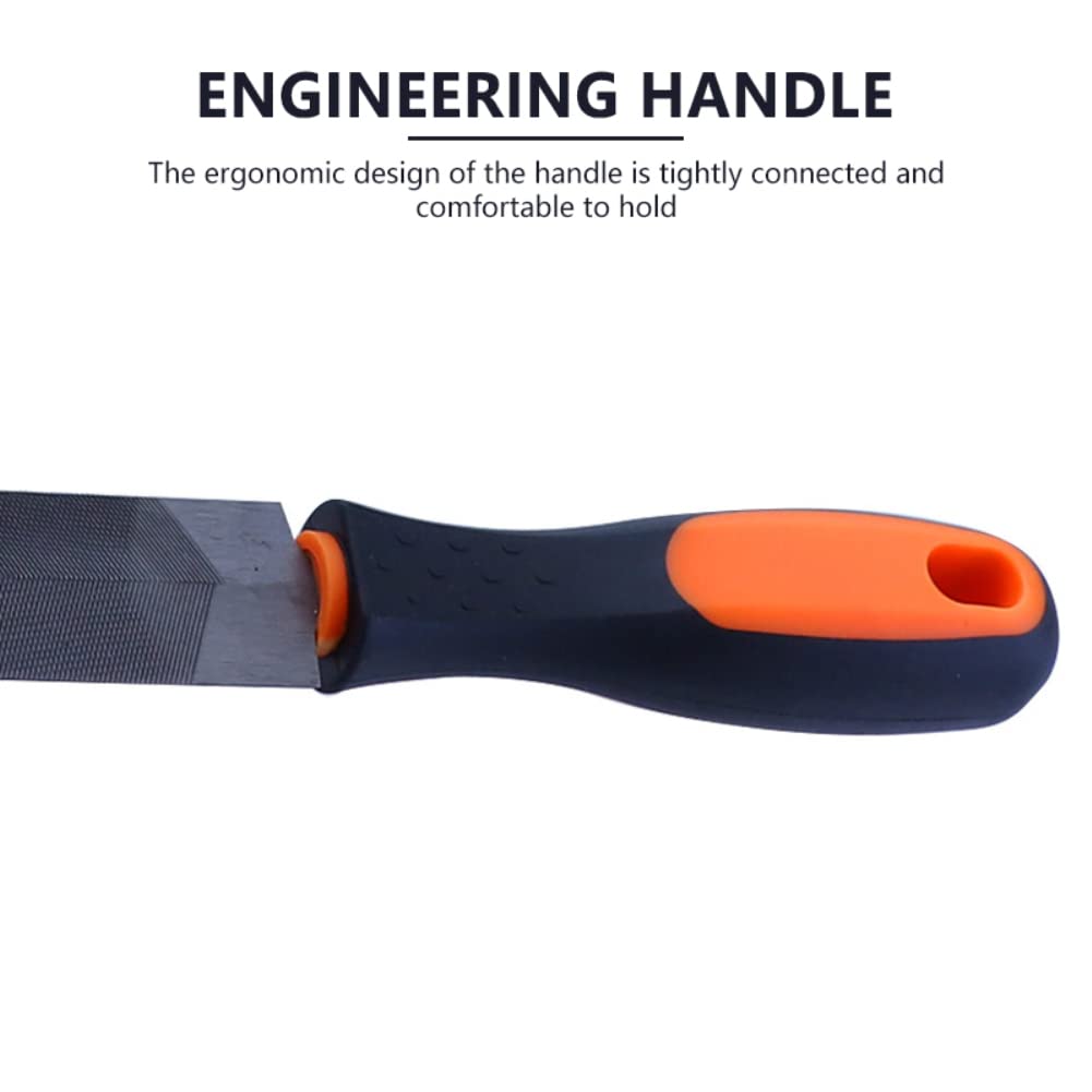 M METERXITY Flat Metal File 12 Inch, High Carbon Steel File Diamond File Hand File W PVC Grip Handle For