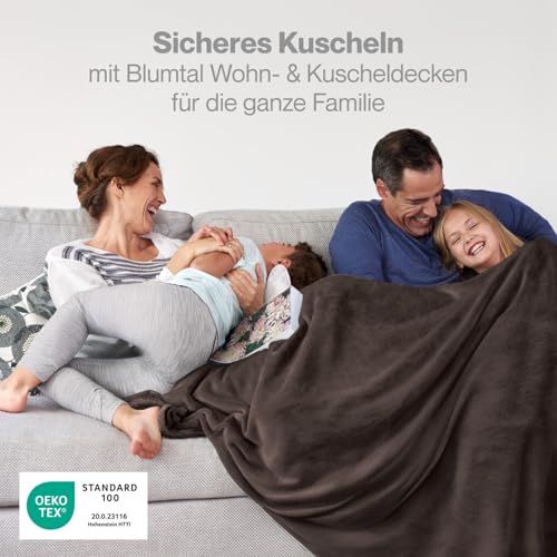 Blumtal Kuscheldecke flauschig - Oeko-TEX zertifizierte Fleecedecke 150x200 cm - Wohndecke 150x200 cm - Decke Couch Wohn- & Kuscheldecke - Wohndecke Kuscheldecke Dunkelbraun