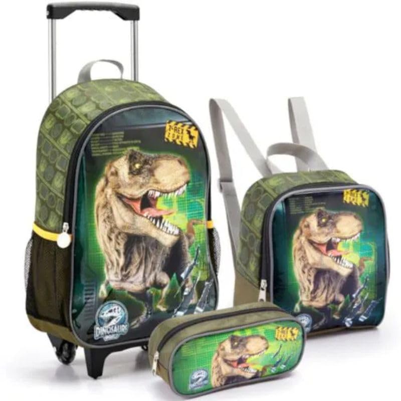 Kit Mochila Infantil de Rodinhas Seanite Dino 16'
