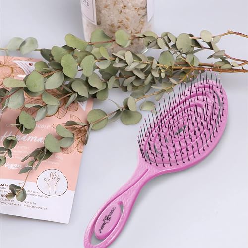 Chiara Ambra Haarbürste ohne Ziepen - Bürste für Damen und Herren - Entwirrbürste auch für Locken & Lange Haare - Nachhaltige Detangler Bürste Haarbürsten - Rosa