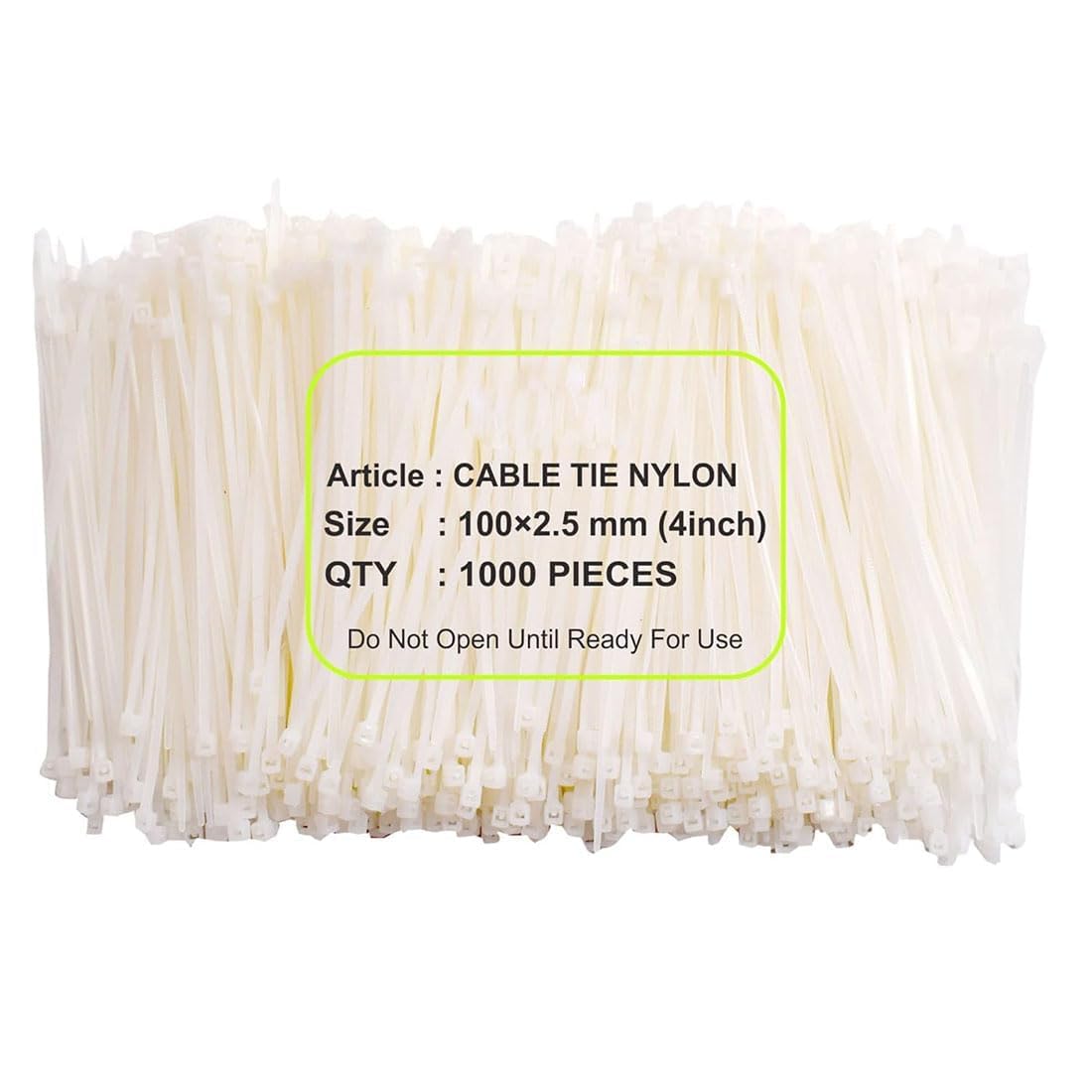 Shivroh Star 4 inch Nylon Cable Ties, Self Locking Cable Ties, White (100 mm × 2.5 mm, 4 Inch,1000 Pcs) Heavy Duty Strong Zip Ties Teeth Grip Fastener Organizer Tie (1000pc, 4 inch 100mm × 2.5mm)-image-4