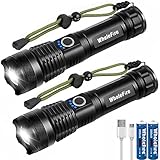 【Enfoque Ajustable】- Enfoque ajustable para su uso en diferentes situaciones (tire de la cabeza para acercar y empujar hacia atrás para acercar). Le permite seleccionar el enfoque entre las vigas de punto y inundación. Foco para observación de largo alcance y reflector para una iluminación de área grande.