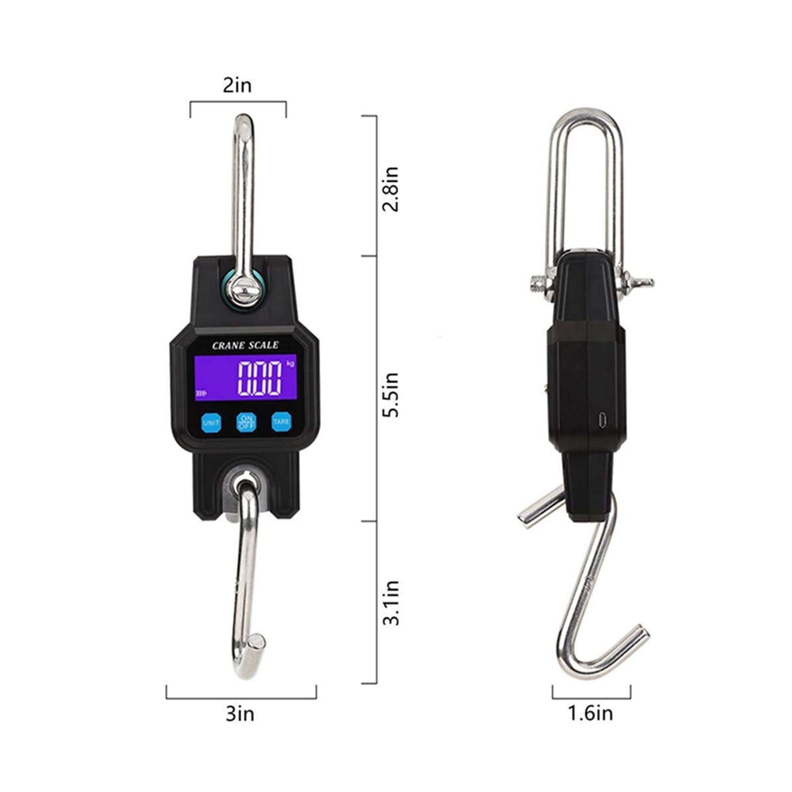 Báscula colgante, Báscula de grúa inteligente de 300Kg/50G báscula de gancho colgante portátil recargable con 4,0 BT USB for báscula de gancho Industrial para construcción(Brown)