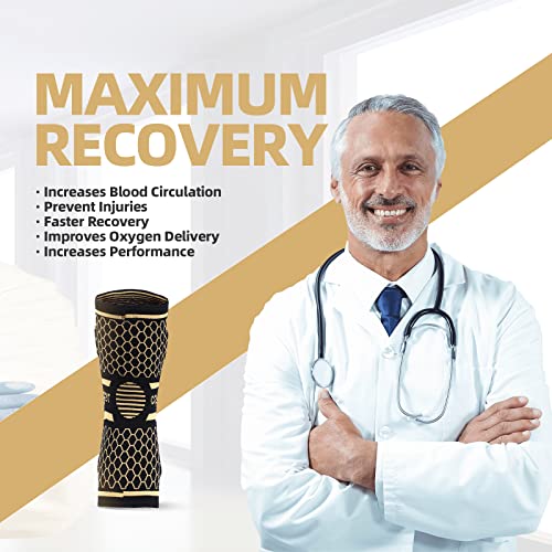 Copper Knee Brace, Professional Knee Compression Sleeve Support For Men Women With Patella Gel Pads & Side Stabilizers, Copper Infused Knee Sleeve Knee Braces For Knee Pain,Arthritis,Meniscus Tear,Acl,Running,Joint Pain Relief #TOP6