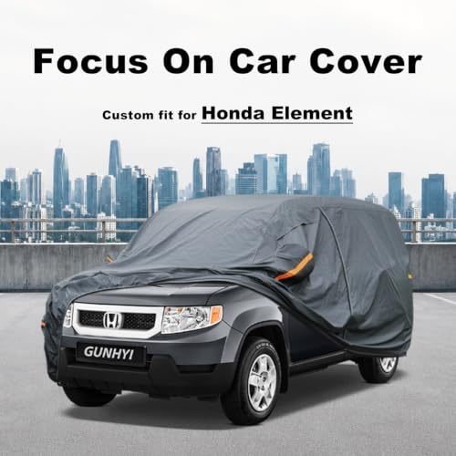 Image of GUNHYI Premium Car Cover Custom Fit Honda Element, 16 Layers Heavy Duty Car Cover Waterproof All Weather with Zipper Door for Sun Rain Snow Dust Uv Protection