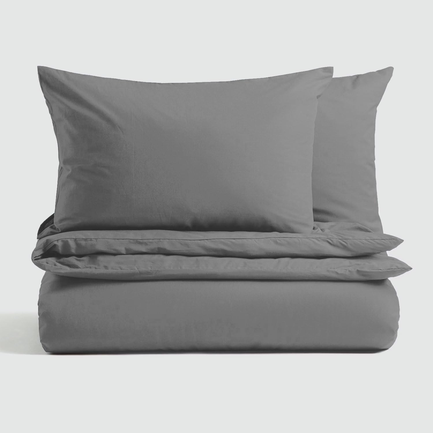 MAGNA COLLECTION Double Duvet Cover Set - Hotel Quality Double Bedding Set (200x200cm) with Matching Pillowcases - Soft Brushed Microfibre Polyester Double Duvet Cover (Grey, Double)
