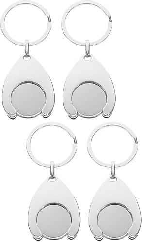 BESPORTBLE 4pcs Metal Trolley Token Keychain Pendant Key for Shopping Carts Elegant Design for Everyday Use for Families and Friends