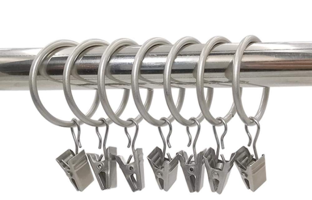 Lot de 100 pinces à rideaux avec anneaux, anneaux de rideaux de 25 mm avec clips de diamètre interne, pour fenêtres, salle de bain, cuisine à domicile -Fog silver_3.0*25 diamètre intérieur (Fog Silv