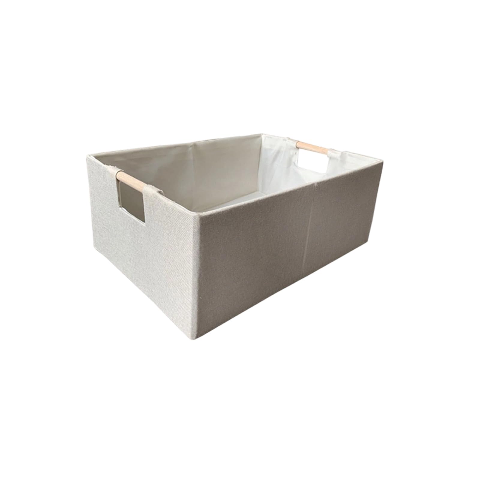 Qusinfc Sturdy Oxfords Cloth Desktop Organizers Wood Handle Storage Basket for Closet Shelves Home Fabric Storage Solution