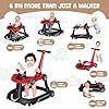 6 in 1 Foldable Baby Walker, Activity Baby Walker-Baby Bouncer, Rocker, Activity Center,Push Walker,Detachable Trampoline Mat, Adjustable Speed Rear Wheels and Height,Music & Lights,Ages 6-18 Months #2
