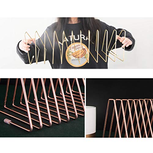 Support de livre en fer forgé triangle à 11 grilles étagère rétractable or rose