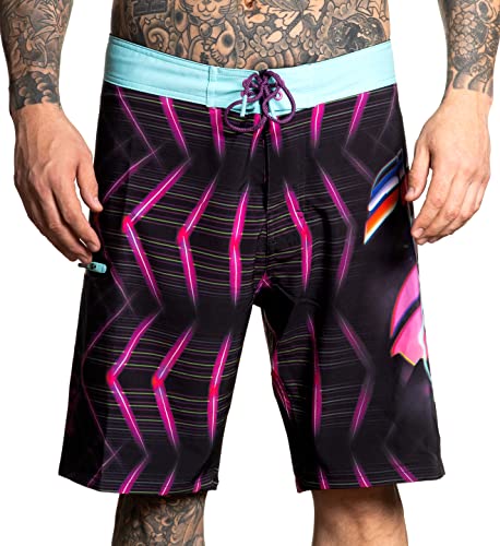 Sullen Men's Futures Swim Board Tattoo Lifestyle Graphic Art Beach Pool Shorts Black
